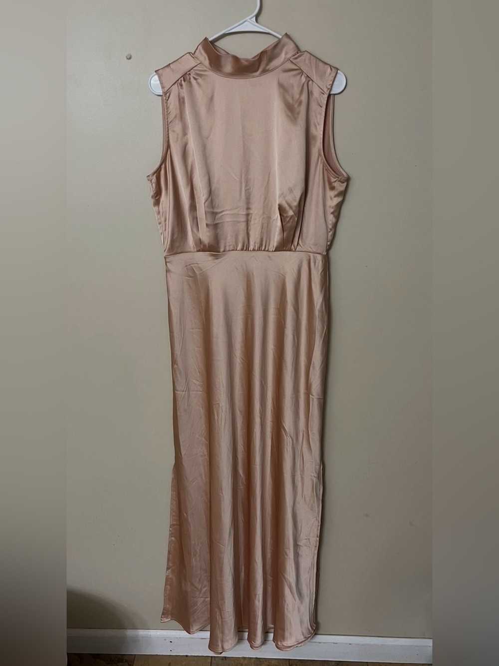 Sleeveless Satin Maxi Dress - Blush